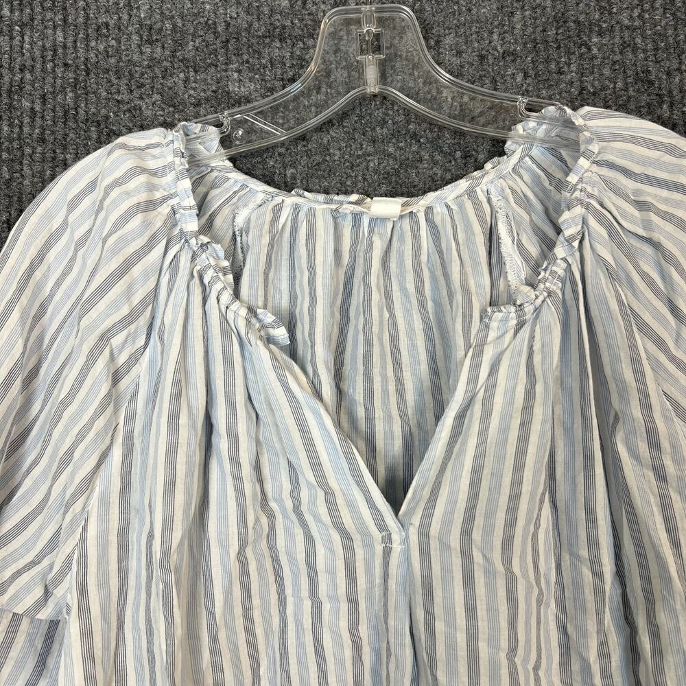 Beach Lunch Lounge Womens Striped Blouse Size Medium Coastal Beachy Cotton Boho - Picture 3 of 8